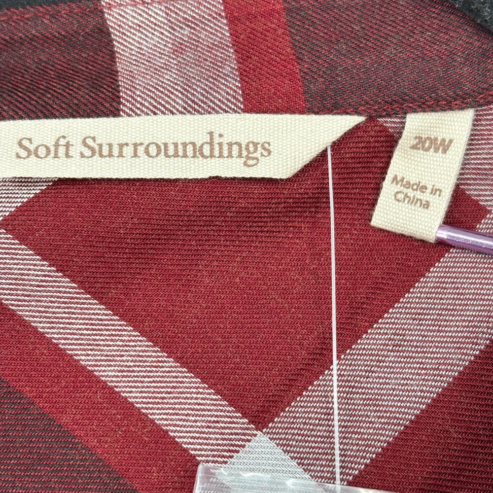 Soft Surroundings Gayle Maxi Dress Size 20W Cabernet Plaid Belted Shirt Dress - Picture 5 of 14